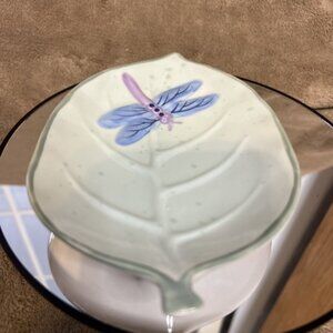 Favorite Things Green Dragonfly Porcelain Soap Dish Or Trinket Dish